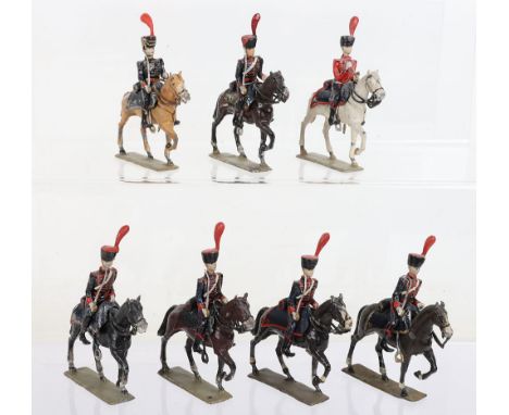 Lucotte Napoleonic First Empire Horse Artillery, two Officers and Trumpeter, six horses right front legs forward (very good t