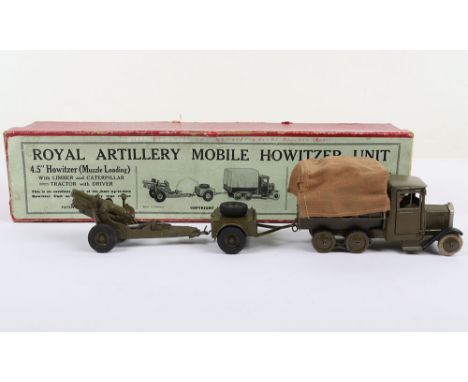 Britains boxed set 1727, Royal Artillery Mobile Howitzer unit, 1939, covered Army tender caterpillar type, black rubber track