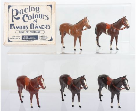 Britains Racing Colours, five horses only and an empty box for Duke of Portland (Condition Very Good, box Good), (6). Please 