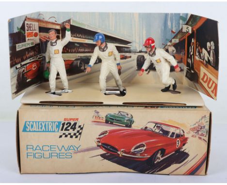 Rare Scalextric Super 124 Raceway Figures, set 24F/400 Drivers, three plastic figures, in excellent original condition, windo