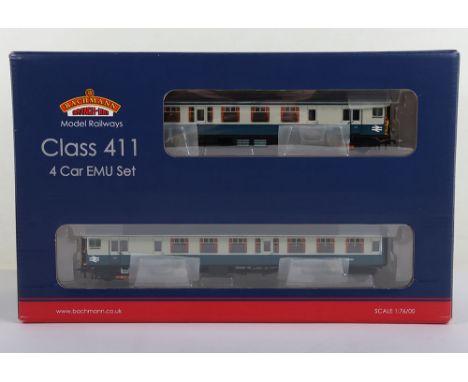 Bachmann 00 gauge 31-427A class 411 4 car EMU set, BR multiple unit in blue and grey livery, mint boxed condition.
