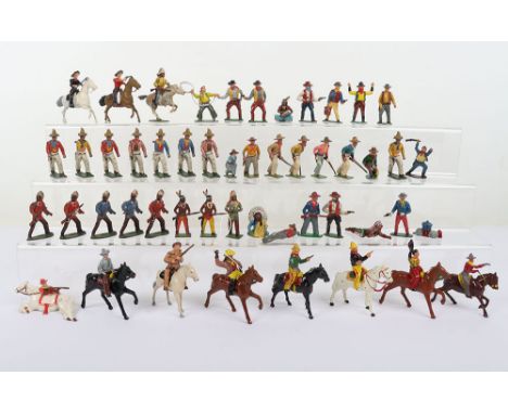 Collection of lead Cowboys and Indians, boxed set of Cowboys and Indians attributed to Timpo, Harvey or Benbros, mounted and 
