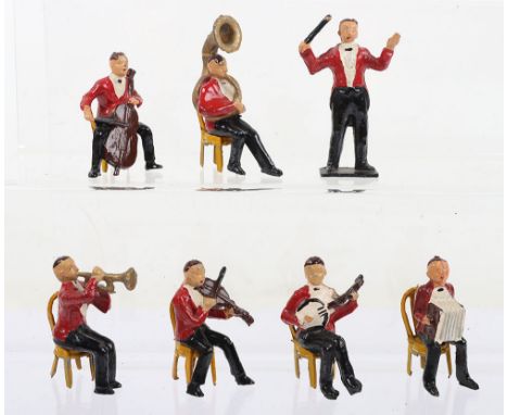 Charbens Jack’s Band, 1930s, band leader Jack and six seated musicians on yellow chairs, (very good condition), (13).Please N