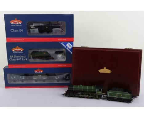 Three Bachmann 00 gauge locomotives, limited edition 4-6-0 ‘Mayflower’ locomotive 1306 and L.N.E.R tender green, in wooden bo