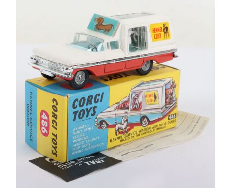 Corgi boxed 486 Kennel Service wagon, Chevrolet Impala and four dogs, excellent, box excellent with club leaflet. 