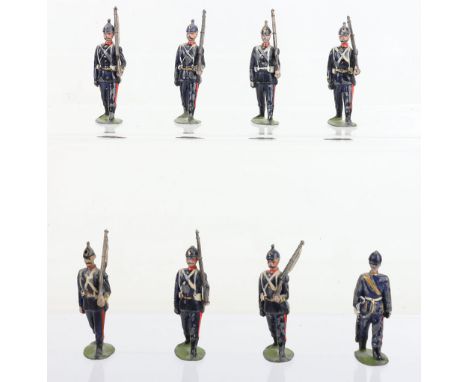 Britains boxed set 35, Royal Marine Artillery, first version 1904, valise packs with 'bemedalled' Officer in original early p