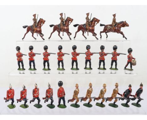 Britains early Infantrymen pigeon-chested and running at the trail from set 96, 97 and 98, 1899-1902, from set 96, York and L