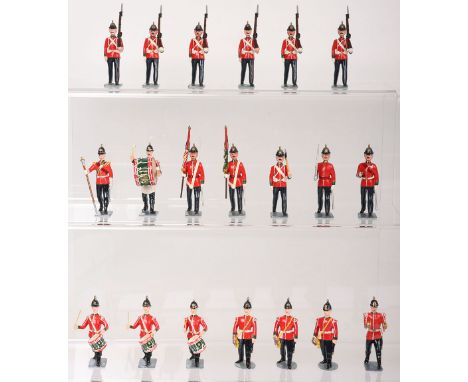 Professionally repainted Connaught Rangers of 1905 Full dress Britains toy soldiers, gloss finish twenty-seven O.R’s marching