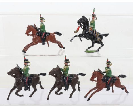 Britains set 83, Middlesex Yeomanry, first version 1898, fixed arm with short carbines, two mounted on Donkey horses and two 