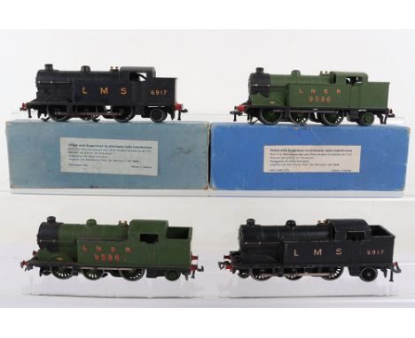 Two boxed Hornby Dublo EDL7 0-6-2 tank engines, LNER 9596 green livery, very good condition, box with inner packing good to f