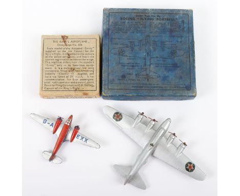 Two Boxed Dinky Toys Aircraft,  no. 62K The King's Aeroplane Air Speed Envoy , silver, red and blue body, 2 x two blade props