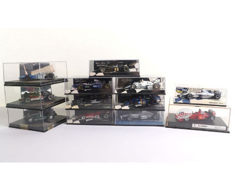 Minichamps F1 racing cars 1:43 scale eight various cars including Tyrrell 1976 P Depailler, Minardi European Showcar 2001, Wi