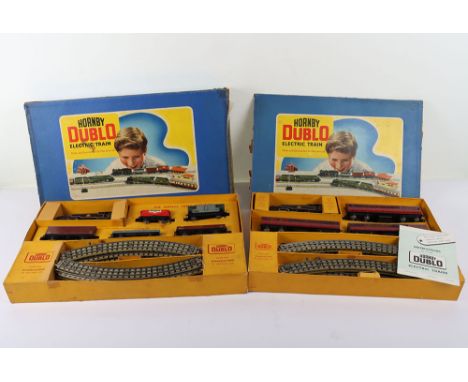 Hornby Dublo two boxed Trains sets, EDG19 2-6-4 Tank Goods set 80054 BR tank engine, five wagons and track, good condition, b