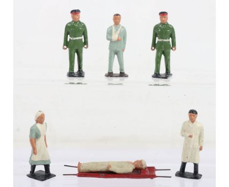 Kay Hospital set, 1950, stretcher bearers with stretcher and patient, standing patient, nurse and doctor, (good condition), (