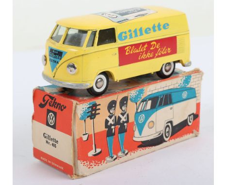 Scarce Tekno 405 Volkswagen Split Screen Van Gillette, lemon body, Gillette decals, in near mint original condition, box is i