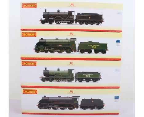 Four Hornby 00 gauge locomotives, R2580 S.R 4-6-0 class N15 ‘Excalibur’ and tender 736 green, R2582 B.R 4-6-0 class N15 ‘Sir 