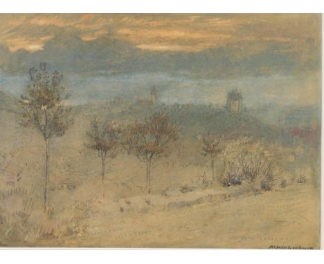 Signed and inscribed with title, watercolour with pen and black ink, heightened with blue bodycolour (and/or chalks) and scra