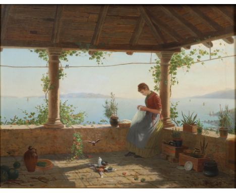 Signed and dated 1891, oil on panel 32.5 x 42cm. *Condition: Needs a clean.