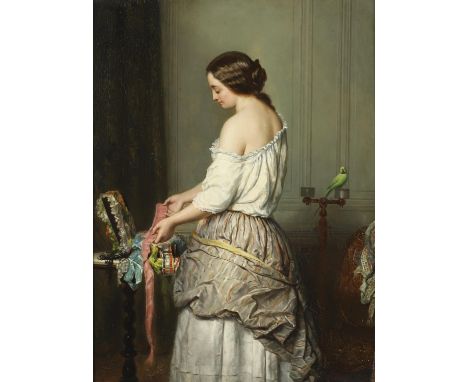 Signed and dated `Dubasty 1856`, oil on panel 31.5 x 23.5cm. *Condition: Some craquelure; slight area of abrasion extreme low