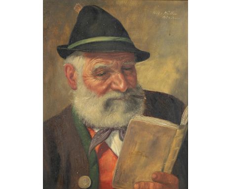 A pair, both signed and inscribed `Munchen` (incised), oil with sgraffito on panel Each 28.5 x 22cm approx. (2). *Condition: 