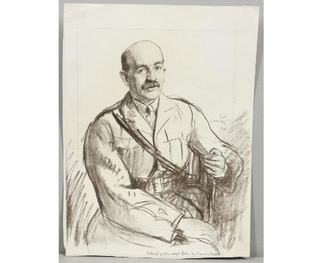 Seated half length, wearing Army uniform, signed and dated `Dodd/ 1917/ Jan 4` and bears inscription at base, black crayon, u