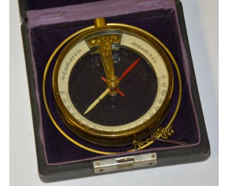 A WS Darley & Co pin needle compass, in velvet lined fitted box, 9cm diameter