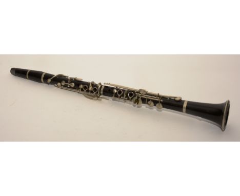 A Jack Heyworth clarinet, with 'Paramount Jack Heyworth' etched to top and 'JR Lafleur & Son, London' stamped to each section