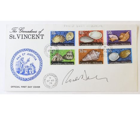 Roald Dahl - A St Vincent first Day Cover stamp - Signed / Autographed by Roald Dahl ( b1916 d1990.) In excellent condition.