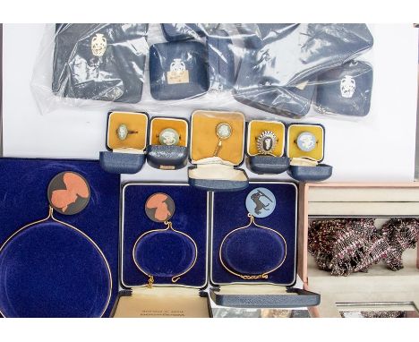 A collection of Wedgewood jewellery to include silver mounted Jasperware pendants, earrings, rings and cufflinks with blue, g