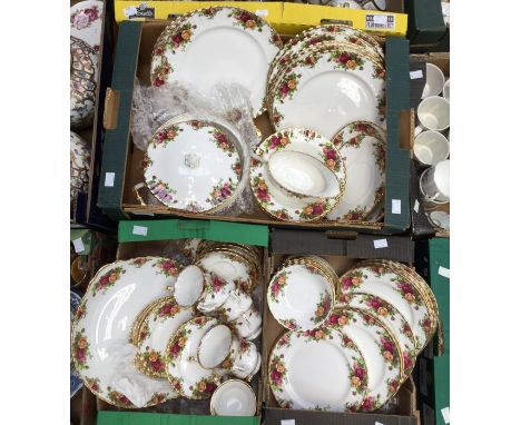A Royal Albert Old Country Roses dinner and tea service, mainly first quality, including ten dinner plates, eight soup bowls,