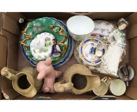 A collection of early 20th Century to late ceramics and china to include Crown Derby plates, Worcester plates, Victorian jugs