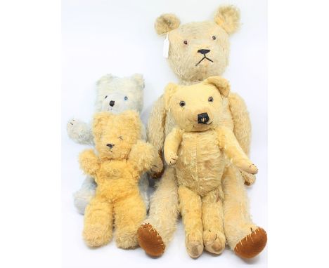 Merrythought Bear, Chad Valley Bear, Wendy Boston Bear, along with large Bear, fully jointed, repaired pads, glass eyes, c195