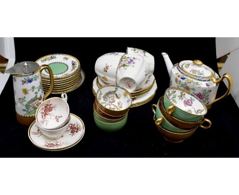 A collection of early Copeland Spode teaware, including teapot and water jug, tea/coffee cups, bowls and saucers; two Samuel 