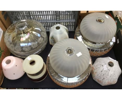 A collection of circa 1960's/1970's light shades, glass and other fittings and shades