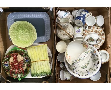 Six boxes of 20th Century items including tea wares, meat plates, vases, blue and white, Worcester, Radford and other items