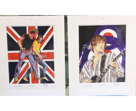 PAUL WELLER and THE WHO - 2 ORIGINAL LIMITED EDITION SIGNED AND NUMBERED PRINTS by Artist PAUL HOWELL. Each mounted with whit