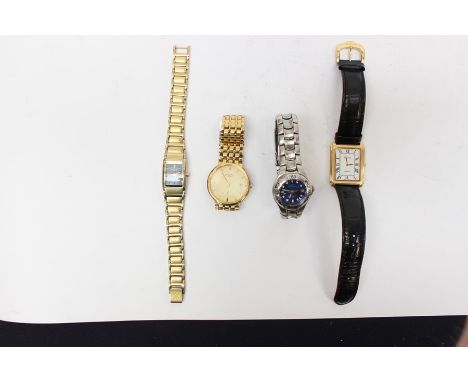 A collection of four watches to include a vintage gents gold plated Avia on leather strap, a gents gold plated Rotary watch w