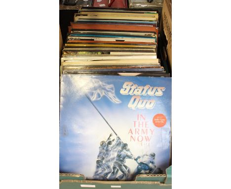 A collection of 33 1/3 RPM vinyl records including 1970s rock - Rory Gallagher, Gary Moore, Fleetwood Mac, Clapton, Jimi Hend