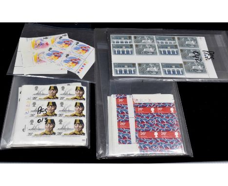 Stamps- A quantity of mint GB stamps from 1982, 1984, 1988 including traffic light blocks, traffic light pairs, marginal bloc
