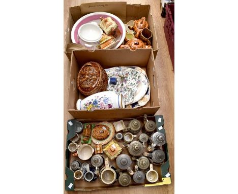 A collection of Cottage ware including various teapots, butter dishes, jugs, also include collection of various size with pew