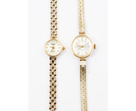 Two 9ct gold ladies vintage watches to include&nbsp; Rotary and Ollivant &amp; Botsford versions, both with integral 9ct gold
