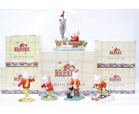 Royal Doulton: A collection of six boxed Royal Doulton Rupert figures, to include: Captain Rupert, RB25, Ltd. 378/2500; Ruper