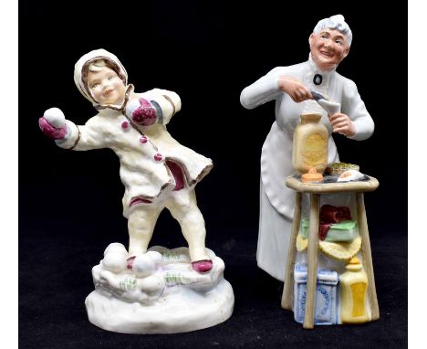 Royal Worcester figure of December 3458 and Royal Doulton A Penny's Worth, no chips or damage