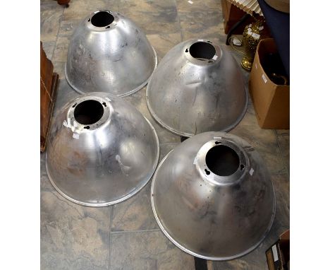 Four mid 20th century aluminium factory light shades