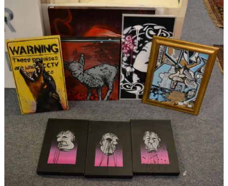 Jo Grider (Contemporary) ''The Curtain Hits the Cast'', ''I Could Live in Hope'', ''The Great Destroyer'', three mixed media 