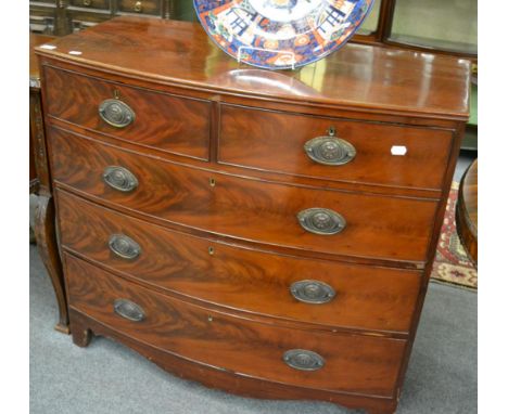 A Regency mahogany bow front four height chest of drawers 