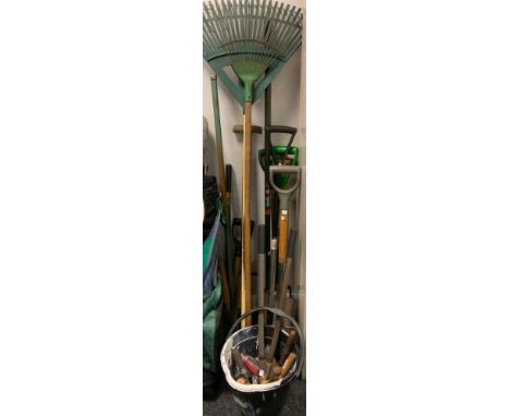 Garden tools - racks, forks, pruners;  etc 