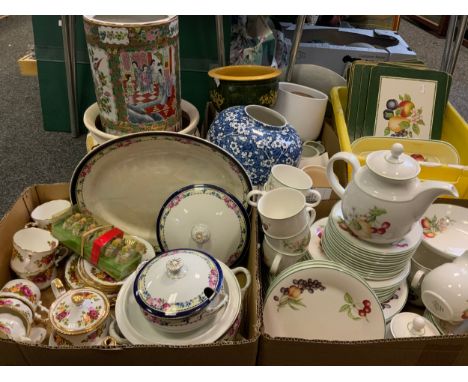 A St Michael Ashberry china dinner and coffee service;  Elizabeth Cottage Rose tea ware;   Famille Verte stick stand;  jardin