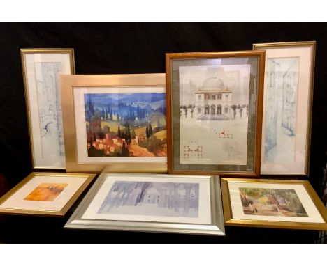 Prints - Andre Brasilier (French, b.1929), after, Loupeigne Sous La Neige, print, 43cm x 57cm;  Claire Cauldfield, a pair, st