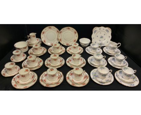 Teaware - a Tuscan Forget-me-Mot tea service, for six;  another, Bordonian (2) 